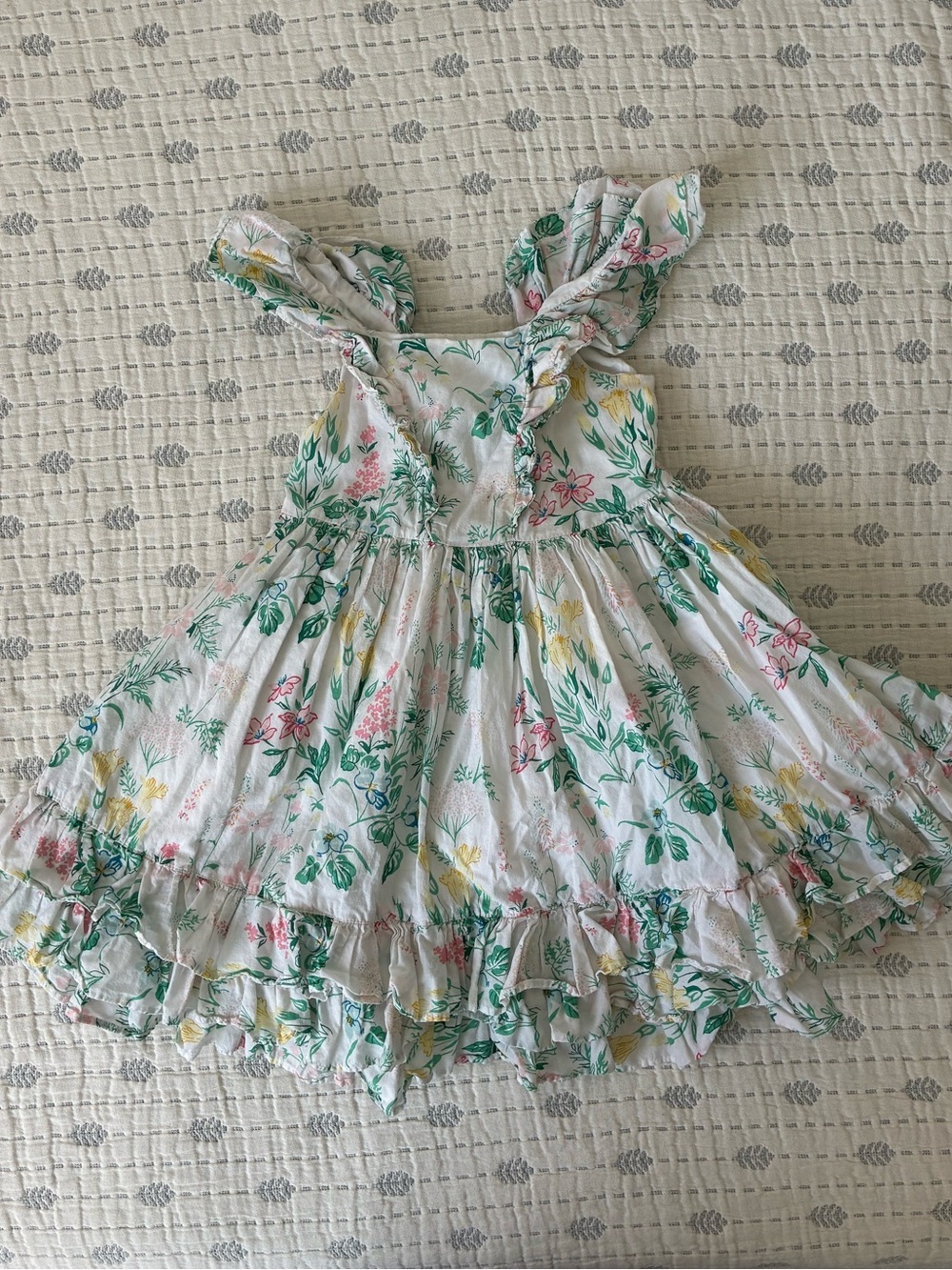 Janie and Jack White Cotton Floral Ruffle Sundress